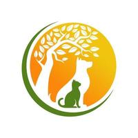 logotipo veterinário, design de logotipo de gato e cachorro, pet care, logotipo de clínica veterinária, clínica de animais de estimação. vetor