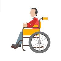 sentado no ícone multicolorido plano de cadeira de rodas vetor