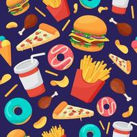 fundo sem costura de junk food vetor