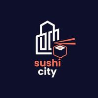 logotipo de sushi da cidade vetor