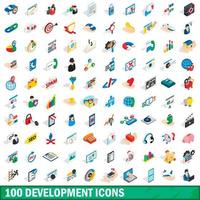 conjunto de 100 ícones de desenvolvimento, estilo 3d isométrico vetor