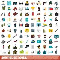 conjunto de 100 ícones da polícia, estilo simples vetor