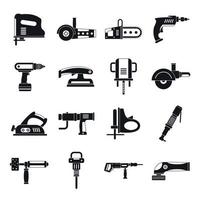 conjunto de ícones de ferramentas elétricas, estilo simples vetor