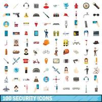 conjunto de 100 ícones de segurança, estilo cartoon vetor