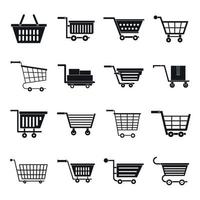 conjunto de ícones de carrinho de compras, estilo simples vetor