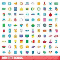 conjunto de 100 ícones do site, estilo cartoon vetor