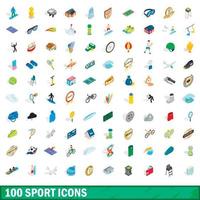 conjunto de 100 ícones do esporte, estilo 3d isométrico vetor