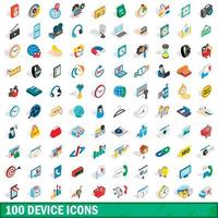 conjunto de 100 ícones de dispositivo, estilo 3d isométrico vetor