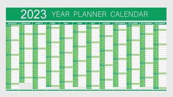 planejador do ano 2023 - calendário do planejador de parede cor verde - totalmente editável - vetor