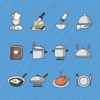 conjunto de ícones chef ou fornecedor privado vetor