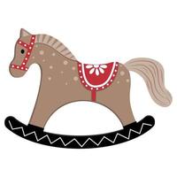 um ícone com a imagem de um cavalo de balanço de brinquedo de madeira infantil. ilustração em vetor estilo cartoon isolado.