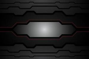textura de metal preto abstrato e contraste de linha vermelho no fundo de design de tecnologia moderna de modelo metálico. ilustração vetorial vetor