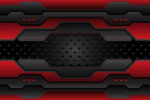 placa de metal preta e listras vermelhas contrastantes em malha de aço. modelo de fundo de design de tecnologia moderna. ilustração vetorial vetor