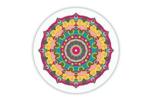 mandala cor padrão design decorativo fundo mão desenhada linha preta e colorida. ilustração vetorial vetor