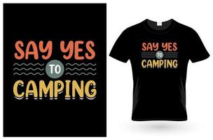 design de camiseta de acampamento vetor