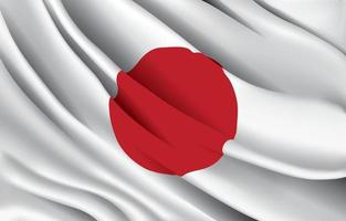 bandeira nacional do japão acenando ilustração vetorial realista vetor