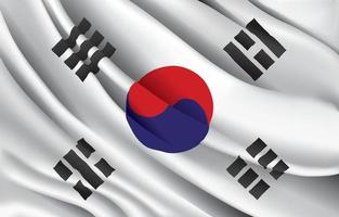 bandeira nacional da coreia do sul acenando ilustração vetorial realista vetor