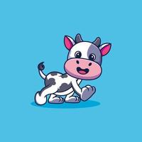ilustração de mascote de vaca fofa vetor premium de desenho animado