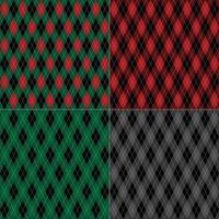 xadrez preto vermelho verde argyle tartan sem costura vetor