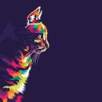 ilustração vetorial de gato colorido