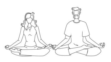 mente de consciência meditando vetor de homem e mulher