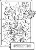 oviraptor de dinossauro pré-histórico, livro de colorir para crianças, ilustração de contorno vetor