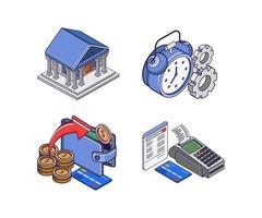 conjunto de ícones para negócios bancários vetor