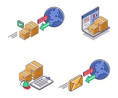 conjunto de ícones para negócios de logística de mercadorias e carga vetor