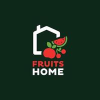 logotipo de frutas em casa vetor