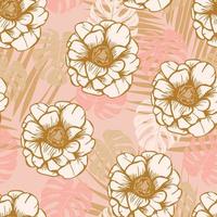design de padrão sem emenda de flores rosas tropicais modernas. sem costura padrão com flores e folhas da primavera. fundo desenhado à mão. padrão floral para papel de parede ou tecido. azulejo botânico. vetor