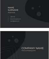 um cartão de visita escuro. papel timbrado abstrato. um modelo oblongo para o nome, sobrenome e nome da empresa. vetor
