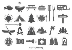 acampamento acampamento Comida vetor ícones