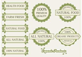 Etiquetas e emblemas de produtos orgânicos vetor