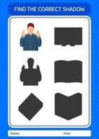 encontre o jogo de sombras correto com a oração. planilha para crianças pré-escolares, folha de atividades para crianças vetor