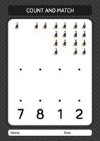 contar e combinar o jogo com a oração. planilha para crianças pré-escolares, folha de atividades para crianças vetor