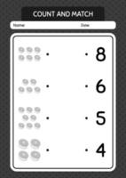 contar e combinar jogo com boné. planilha para crianças pré-escolares, folha de atividades para crianças vetor