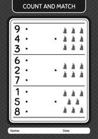 contar e combinar o jogo com a oração. planilha para crianças pré-escolares, folha de atividades para crianças vetor