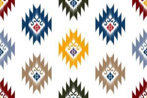 design de padrão sem emenda étnico ikat. tecido asteca tapete mandala ornamentos têxteis decorações papel de parede. fundo de vetor de bordado tradicional de peru étnica boho tribal tribal