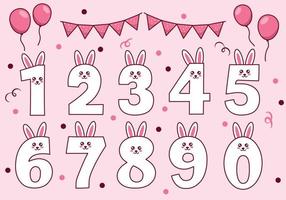 coleção de coelhinho fofo ou coelho com numeração para festa de aniversário, educação infantil, ornamento. fonte engraçada