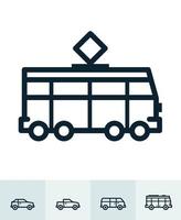 ícones de transporte e veículos com fundo branco vetor