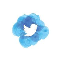 ícone de logotipo de vetor de pássaro twitter aquarela