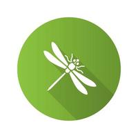 conjunto de ícones de glifo de design plano libélula sombra longa. inseto. ilustração em vetor silhueta