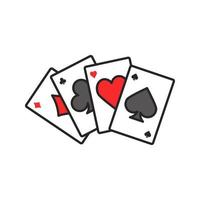 ícone de cor de quatro ases. jogando cartas. pôquer. cuidado. ilustração vetorial isolada vetor