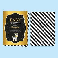 cartão de chá de bebê com zebra fofa vetor