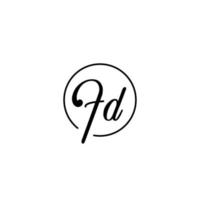 fd circle inicial logotipo melhor para beleza e moda no conceito feminino ousado vetor