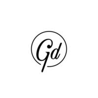 logotipo inicial do círculo gd melhor para beleza e moda no conceito feminino ousado vetor