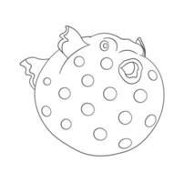 peixe bola do mar. desenho linear infantil para colorir. vetor em branco