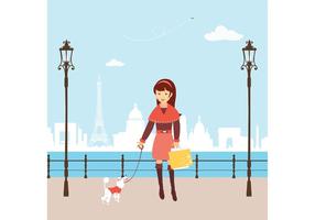 Free Vector Shopping Girl em Paris