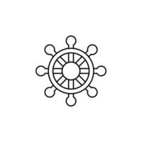 leme, náutico, navio, modelo de logotipo de ilustração vetorial de ícone de linha fina de barco. adequado para muitos propósitos. vetor