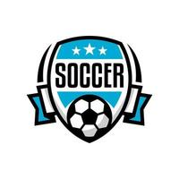 distintivo de logotipo de futebol com uma ilustração de bola de futebol. modelo de vetor de logotipo de equipe esportiva.